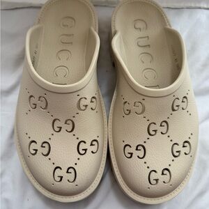 Gucci Cream Perforated Slip-On Shoes